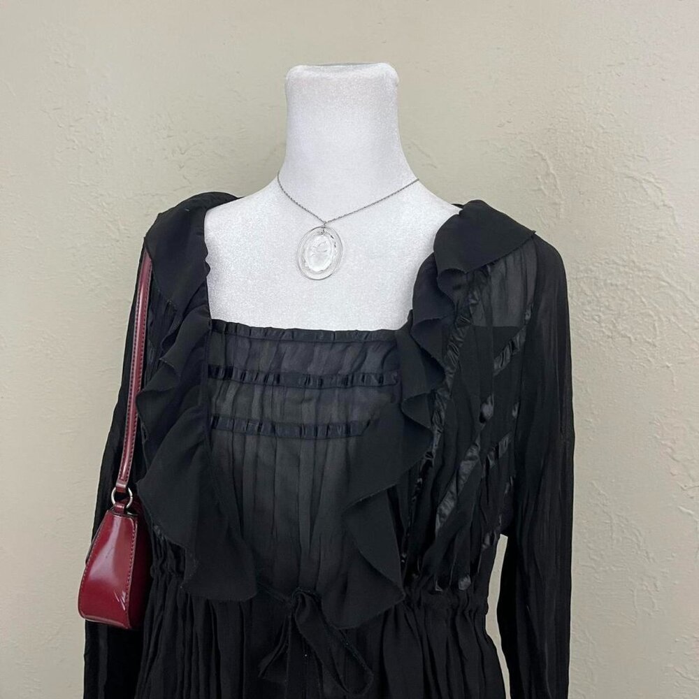 Notations Black Ruffled Sheer Blouse - Picture 3 of 7